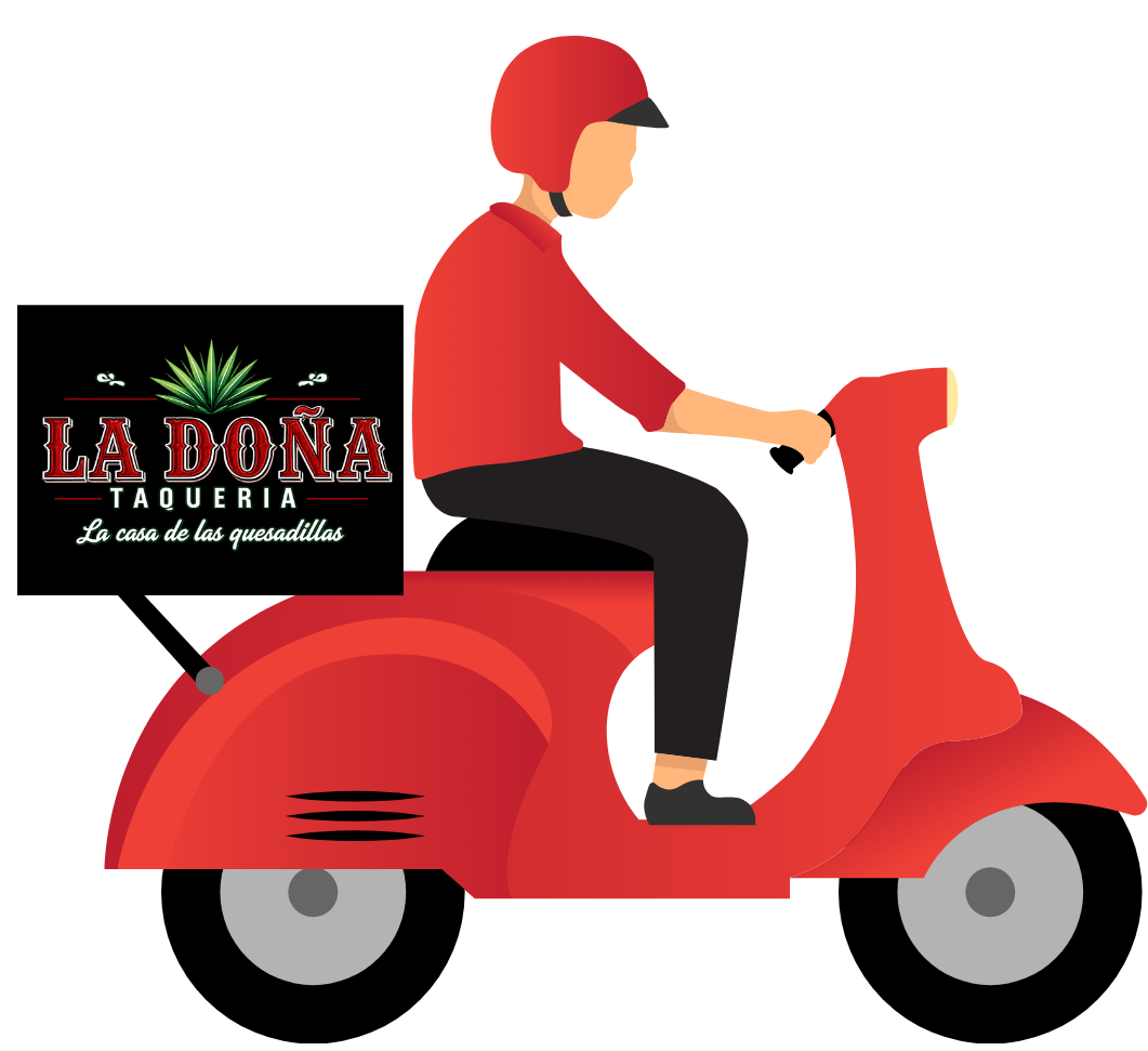 Taqueria La Dona delivery rider on a scooter